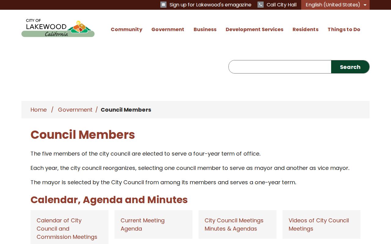 Lakewood people search current City Council directory
