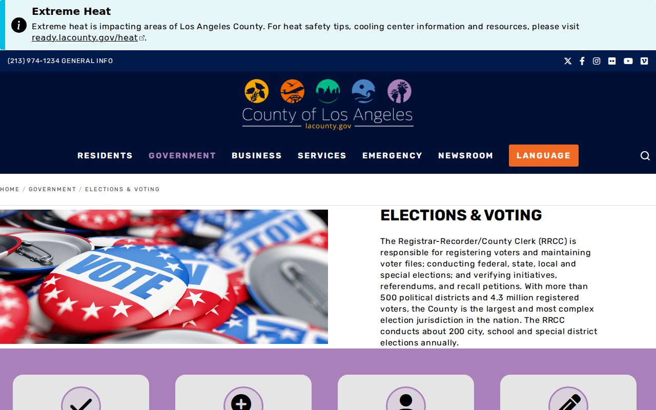 Lakewood voter registration records on the Los Angeles County elections overview